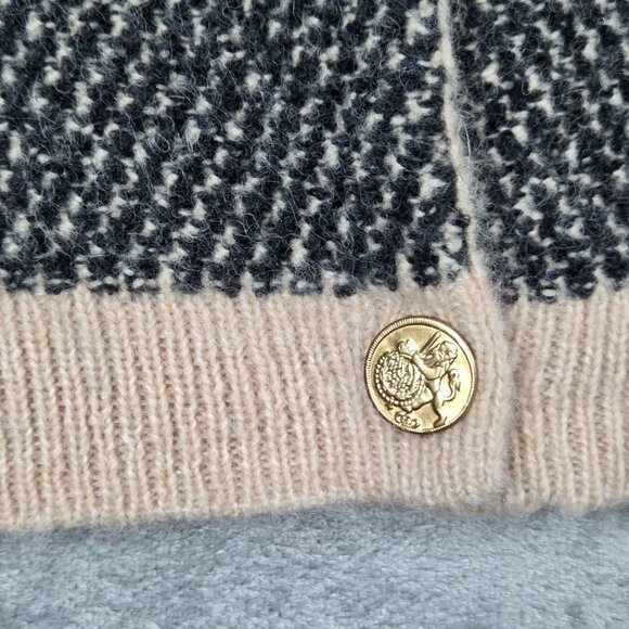 J Crew Cardigan Womens XL Navy Jacquard V Neck Wool Blend Preppy Lady Jacket - Picture 5 of 10